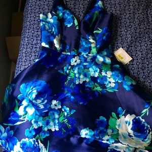Blue floral mini dress